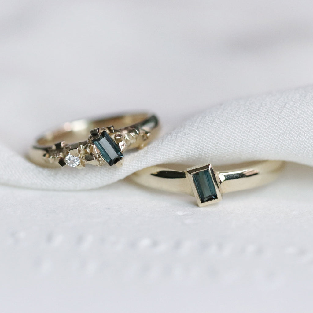 Wedding Bands - pyrite and slanted stone