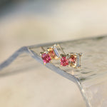 Asymmetric Duo Earrings (Red Spinel and Diamond)