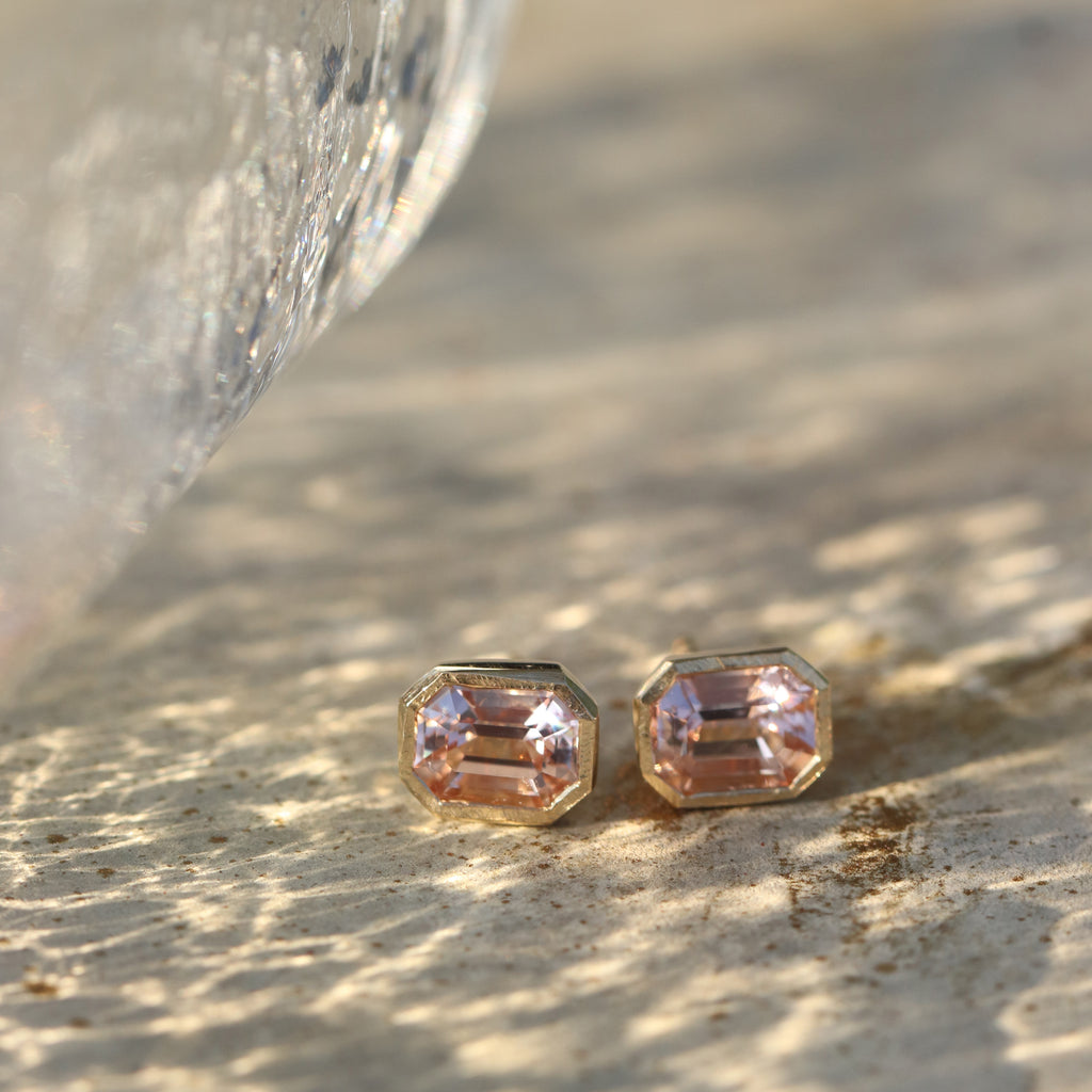 Stud Earrings (Morganite in bezel setting)