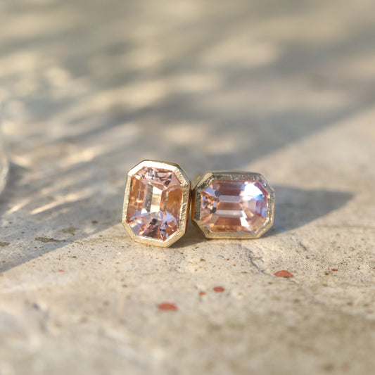 Stud Earrings (Morganite in bezel setting)