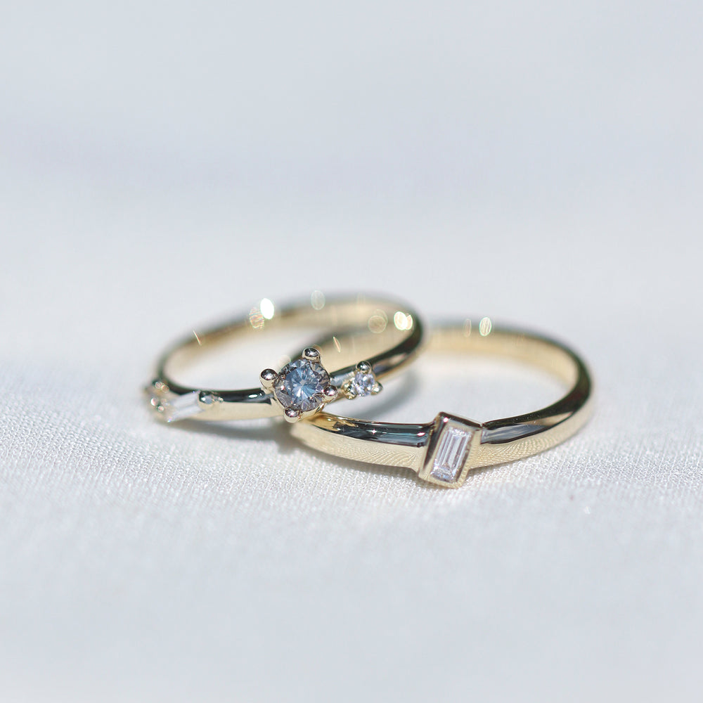 Wedding bands - scattered stone and slanted stone