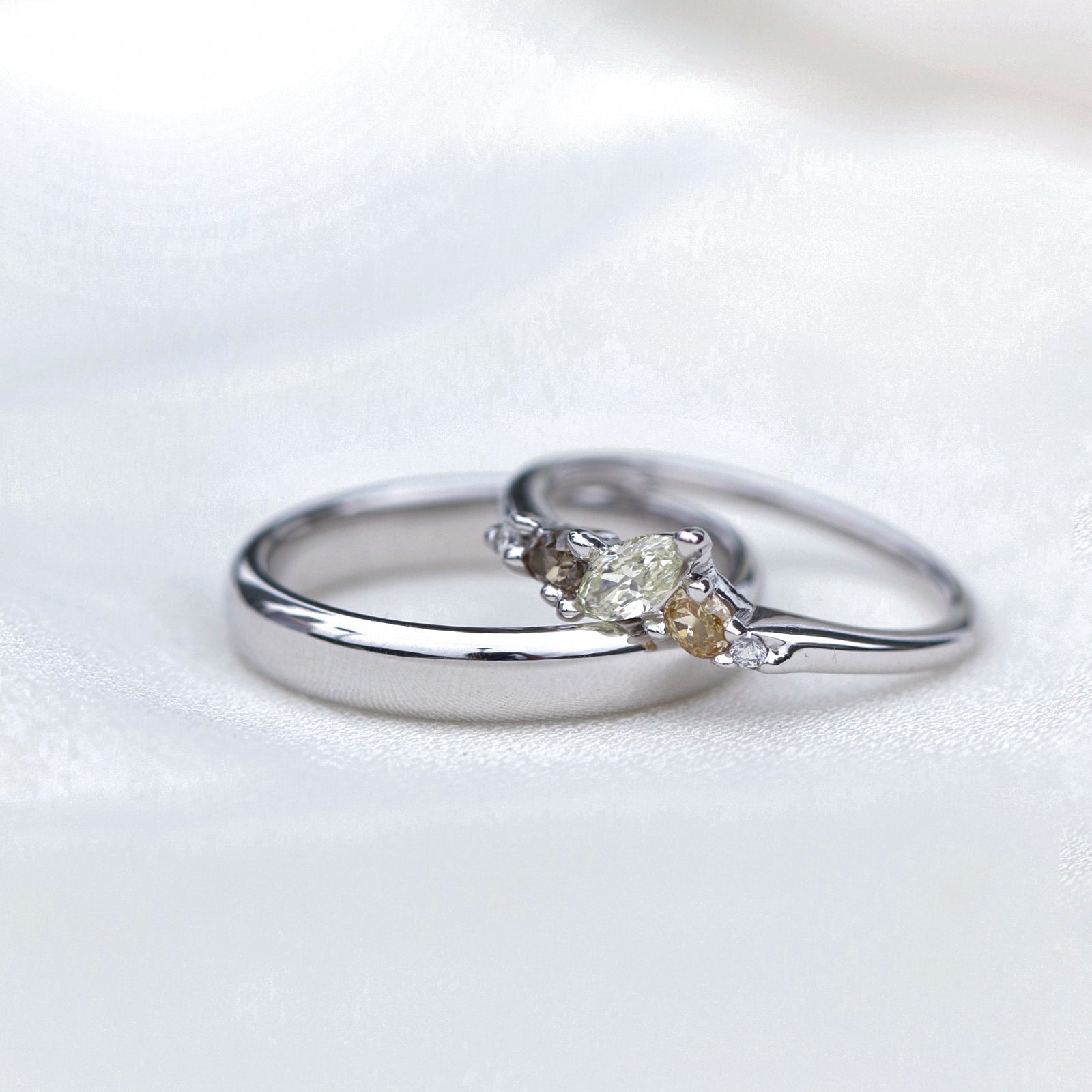 Wedding Bands - irregular stone and plain