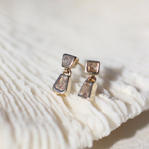 
            
                Load image into Gallery viewer, Dangling Duo Earrings (Diamonds)
            
        