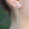 Asymmetric Duo with Swinging Chain Earrings (Sapphire and Diamond)