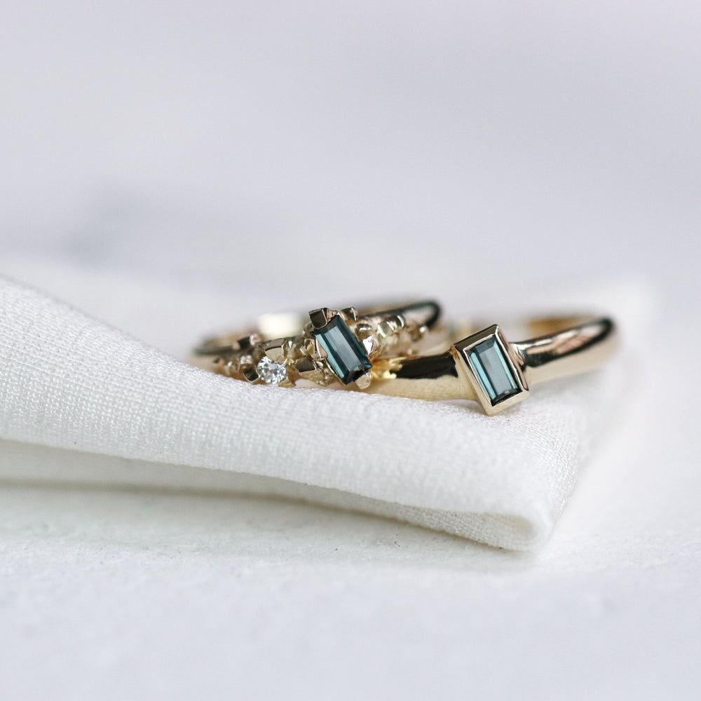 Wedding Bands - pyrite and slanted stone