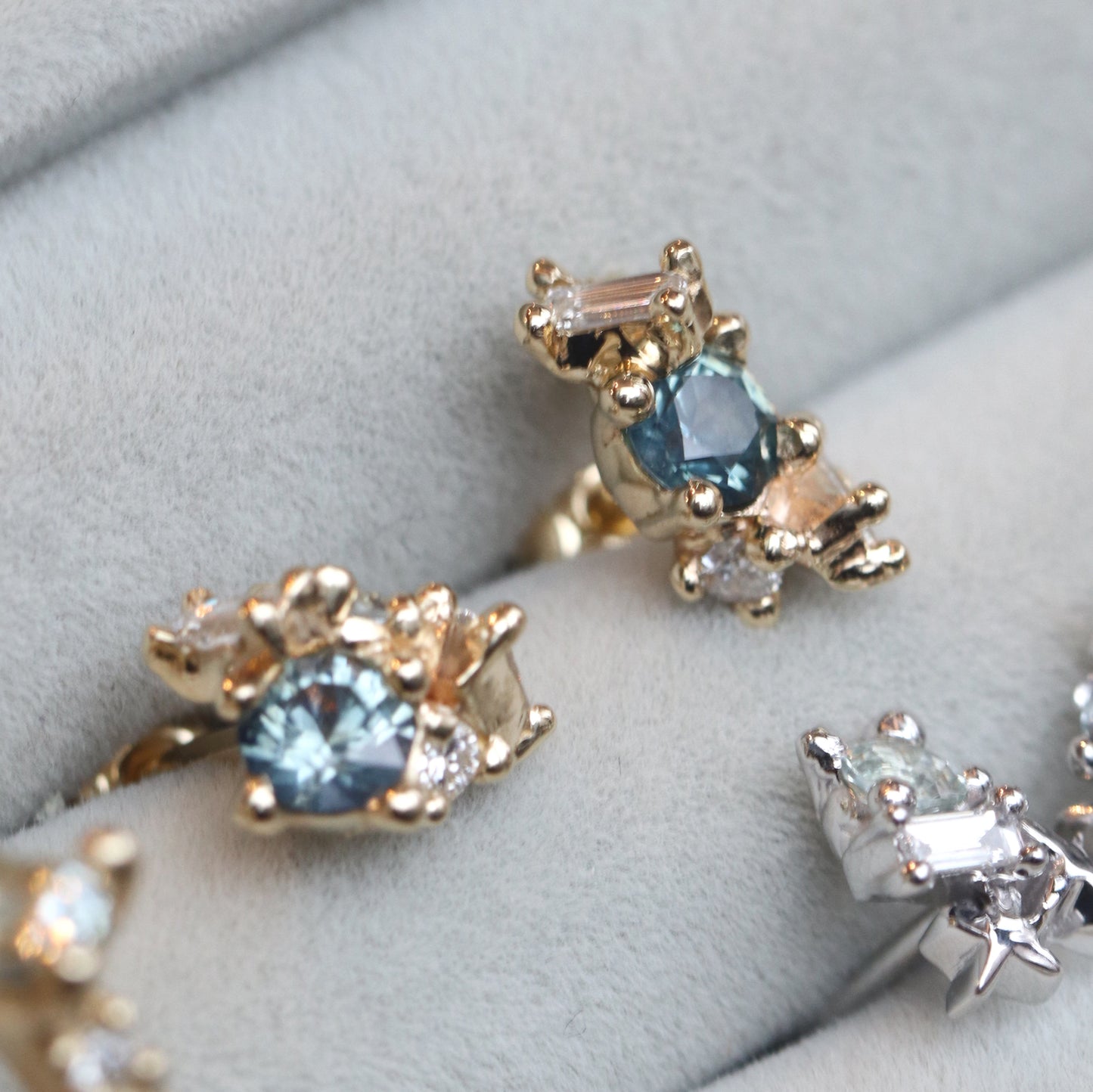 Ring Sapphire & Diamond & Beryl Earring Cabinetofcuriosityjewellery