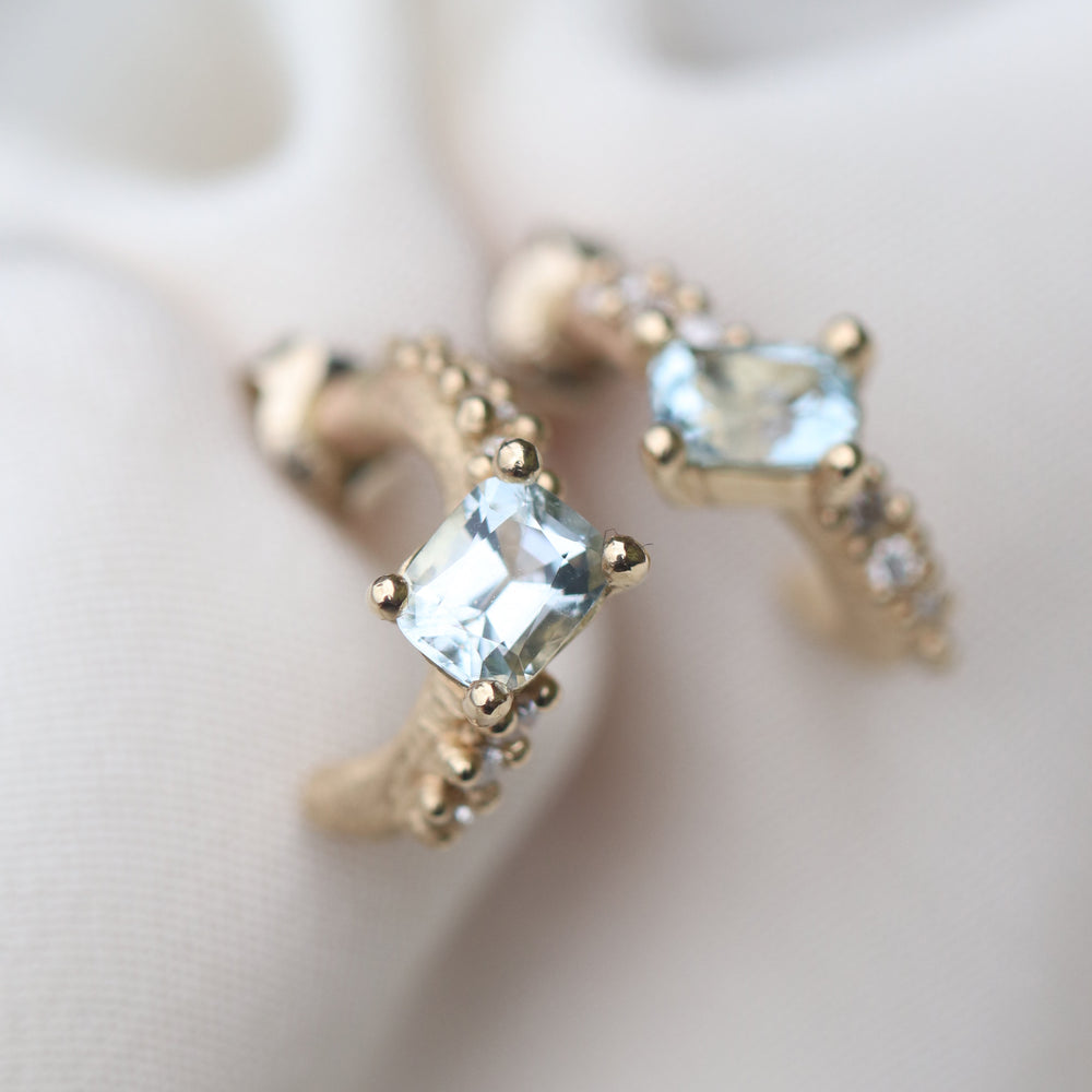 Ring Aquamarine & Diamond Earring Cabinetofcuriosityjewellery