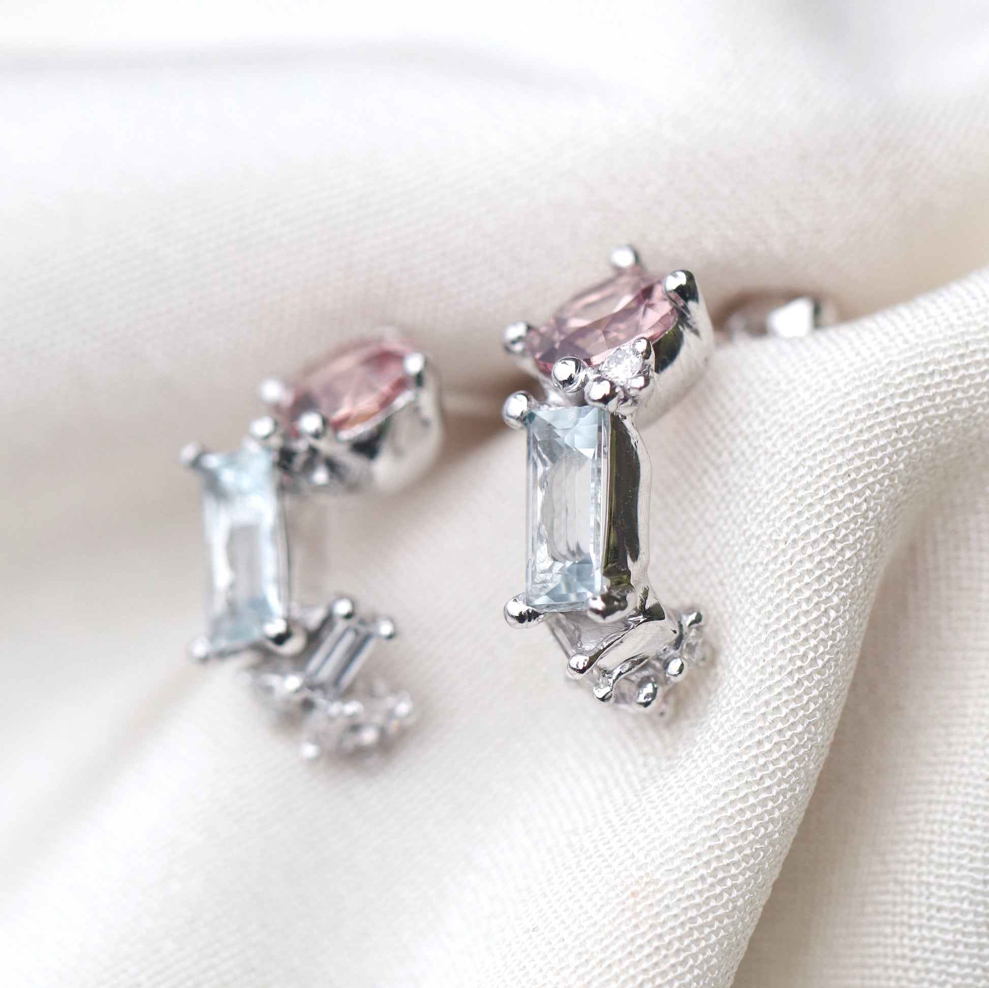 Ring Malaya Garnet & Aquamarine & Diamond & Beryl Earring Cabinetofcuriosityjewellery