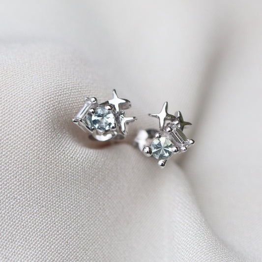 Ring Aquamarine & Diamond Earring Cabinetofcuriosityjewellery