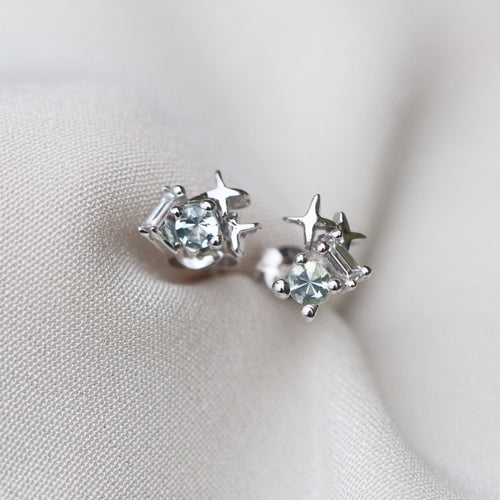 Ring Aquamarine & Diamond Earring Cabinetofcuriosityjewellery