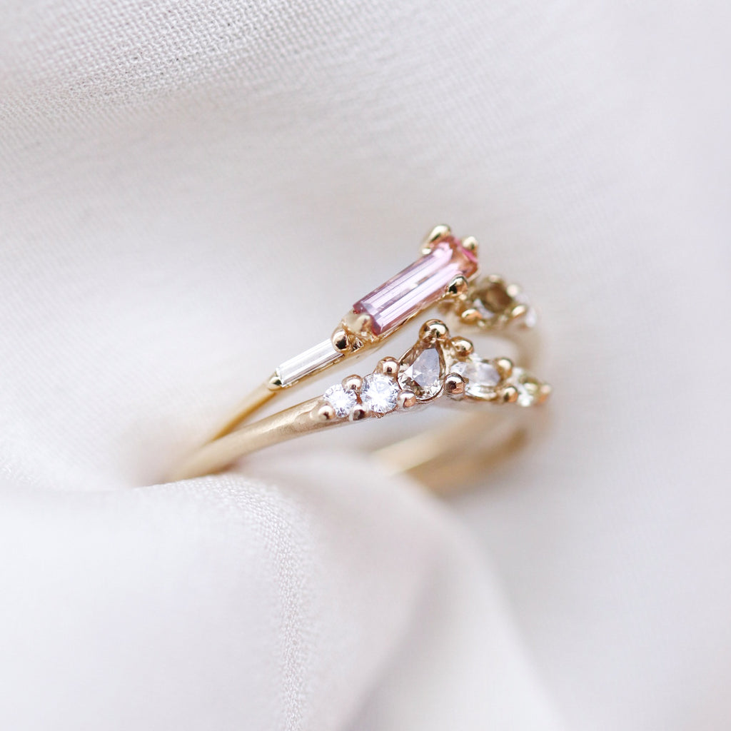 Ring Long Baguette Tourmaline Stackable Ring Cabinetofcuriosityjewellery