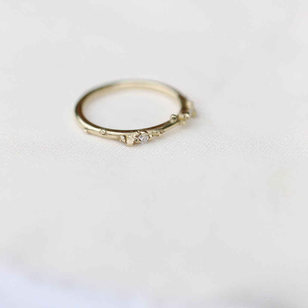 Ring Dainty pyrite stackable ring with diamonds Cabinetofcuriosityjewellery