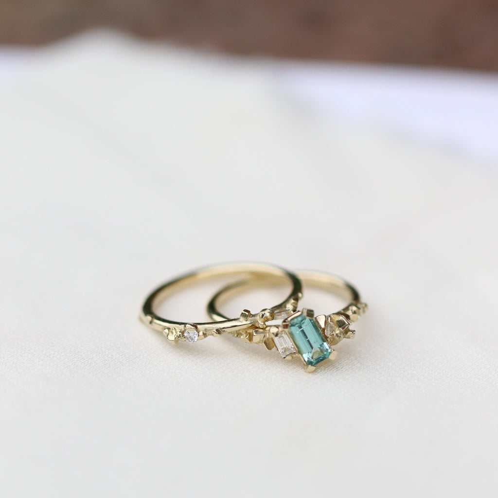 Ring Dainty pyrite stackable ring with diamonds Cabinetofcuriosityjewellery